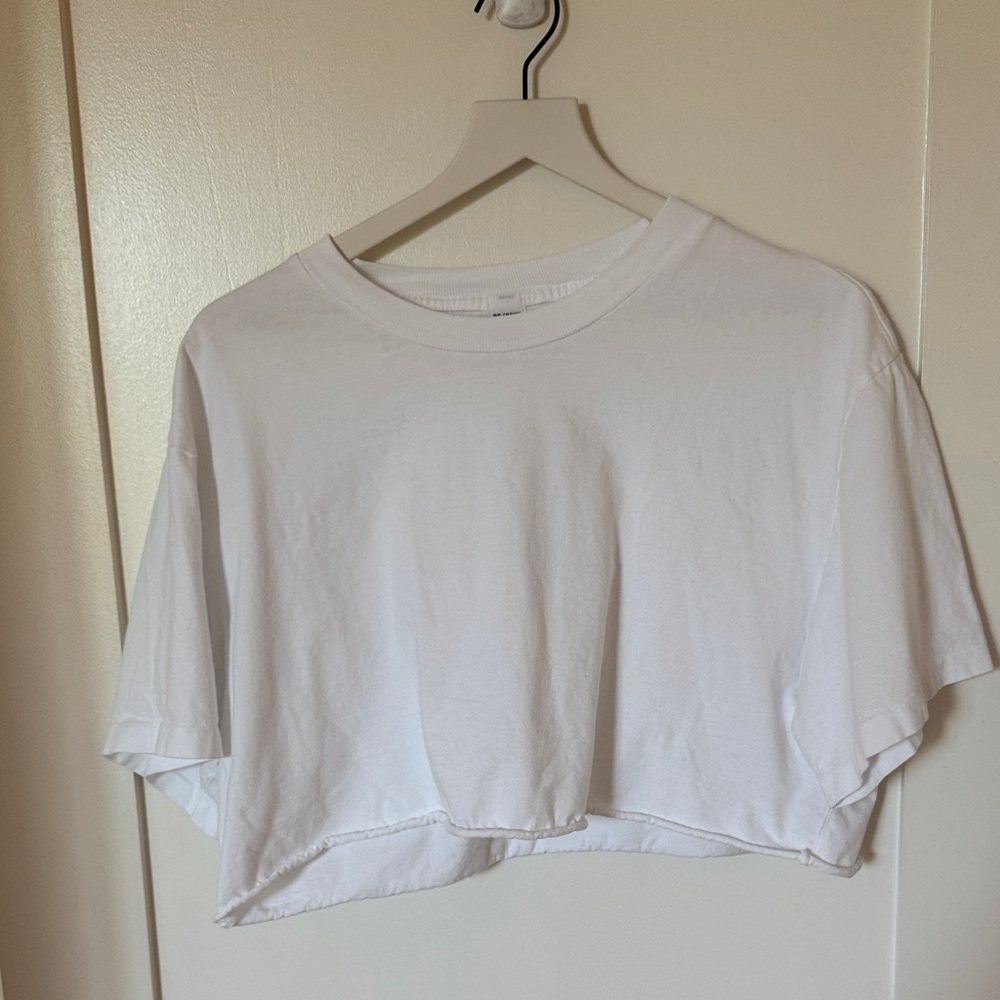 RE/DONE Hanes Classic White Crop Top